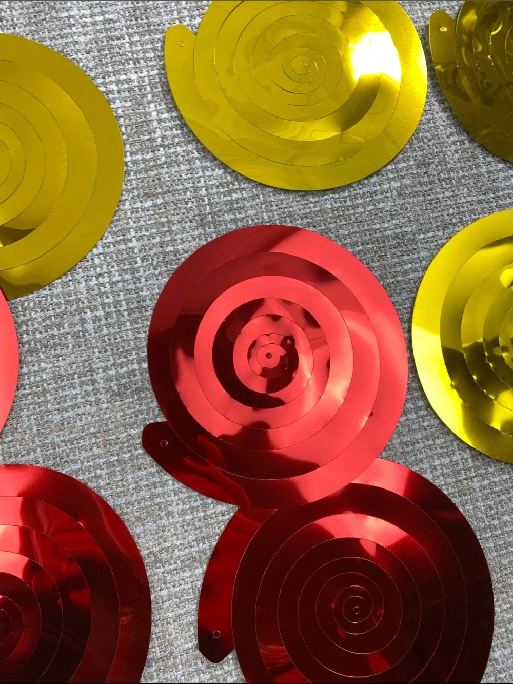 Hot Dog Party ceiling Confetti spirals  - Yellow and Red food truck decor